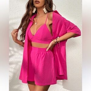 Pink shorts set Shein